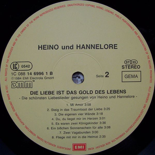 Heino & Hannelore : Die Liebe Ist Das Gold Des Lebens (LP, Album)