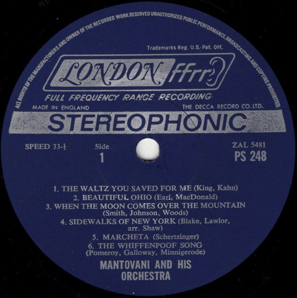 Mantovani And His Orchestra : American Waltzes (LP, Album)