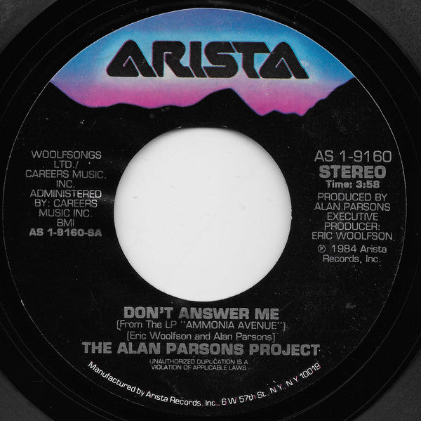 The Alan Parsons Project : Don't Answer Me (7", Single, Styrene, Ind)