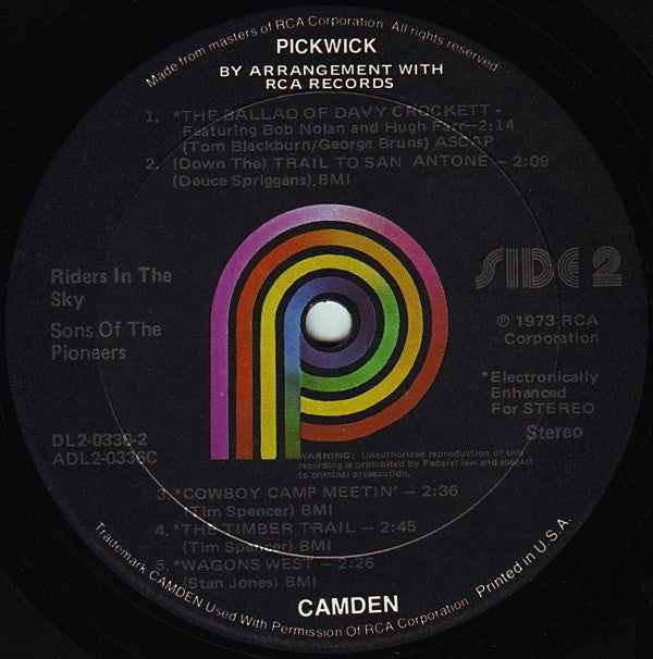 Sons Of The Pioneers* : Riders In The Sky (2xLP, Comp, RE)