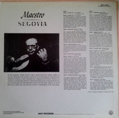 Segovia* : Maestro (LP, Album, RE, RP)