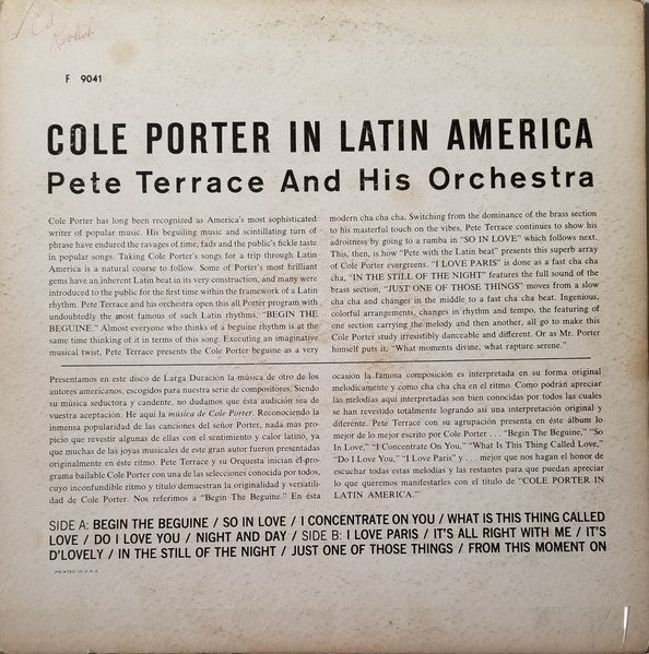 Pete Terrace And His Orchestra : Cole Porter In Latin America (LP, Album, Mono, RE, Hig)