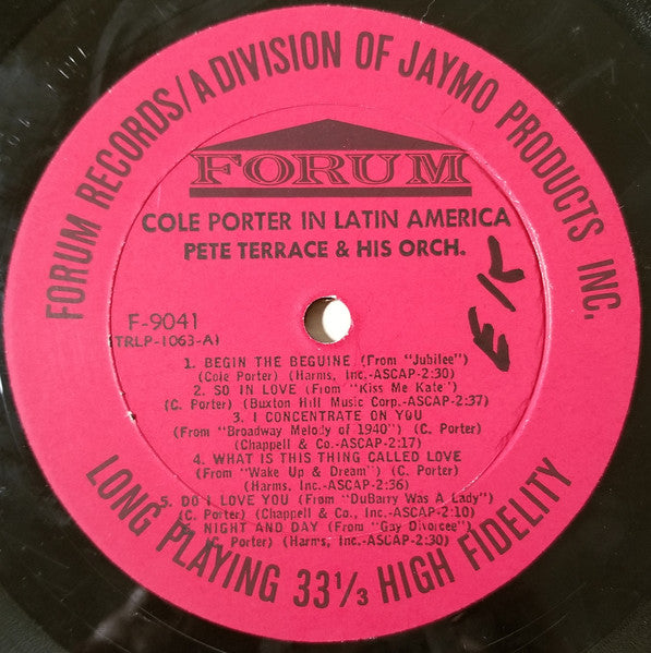 Pete Terrace And His Orchestra : Cole Porter In Latin America (LP, Album, Mono, RE, Hig)