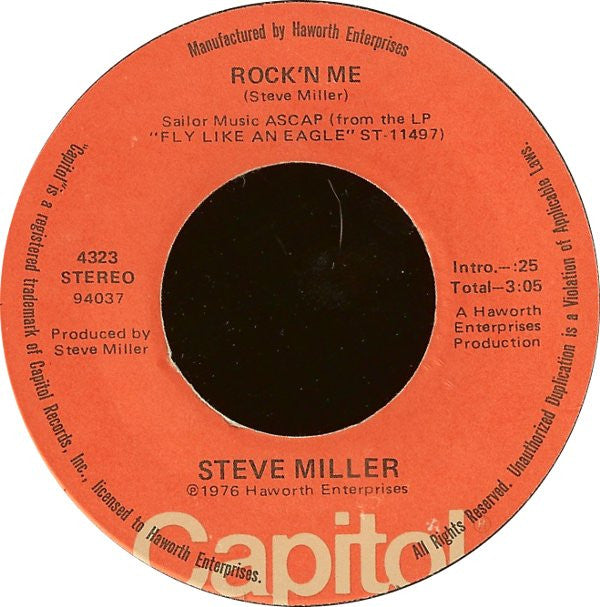 Steve Miller : Rock'n Me / Shu Ba Da Du Ma Ma Ma Ma (7", Single,  Wi)