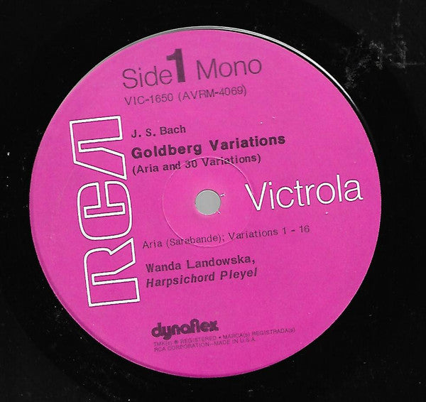 J.S. Bach* - Wanda Landowska : Goldberg Variations (LP, Mono, RE)