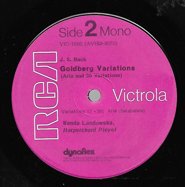 J.S. Bach* - Wanda Landowska : Goldberg Variations (LP, Mono, RE)