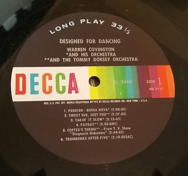 Warren Covington And His Orchestra : Designed For Dancing (LP, Mono)