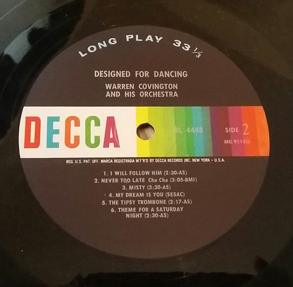 Warren Covington And His Orchestra : Designed For Dancing (LP, Mono)