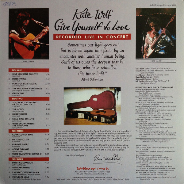Kate Wolf : Give Yourself To Love (2xLP, Album, Wak)
