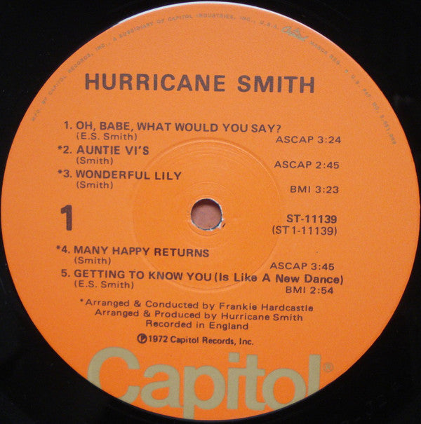 Hurricane Smith : Hurricane Smith (LP, Album, Win)