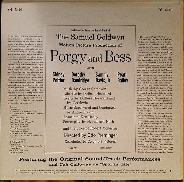 George Gershwin, Ira Gershwin, DuBose Heyward : Porgy And Bess (LP, Album, Mono, Ter)