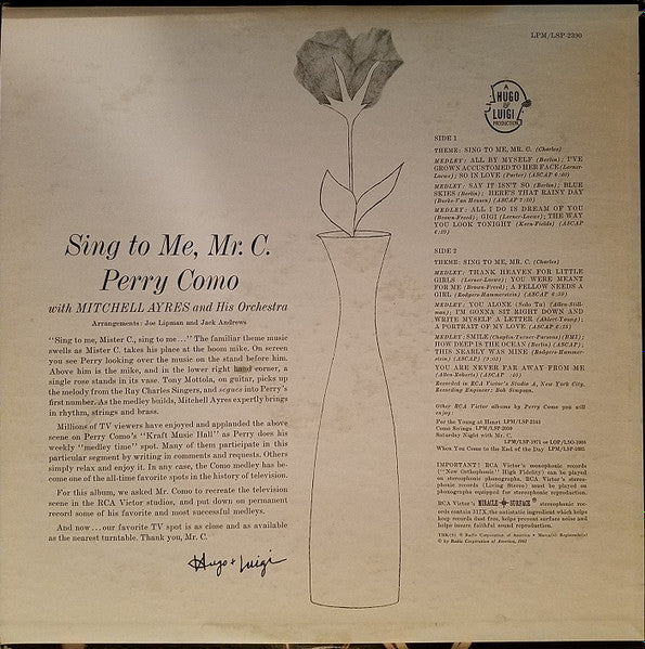 Perry Como : Sing To Me, Mr. C. (LP, Album, Hol)
