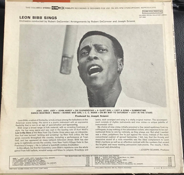 Leon Bibb : Sings (LP, Album, RE)