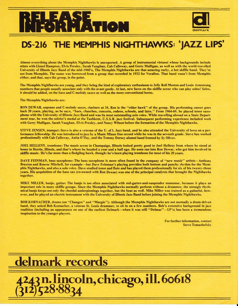 The Memphis Nighthawks : Jazz Lips (LP, Album, Promo)
