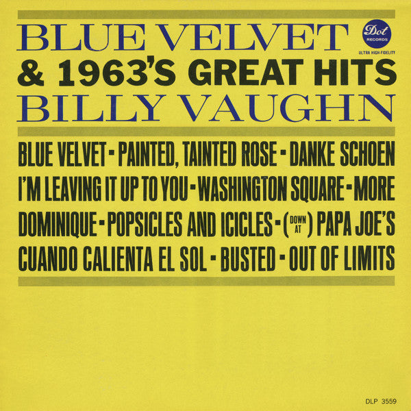 Billy Vaughn : Blue Velvet & 1963's Great Hits (LP, Album, Mono)