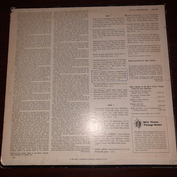 Fats Waller : '34/'35 (LP, Album, Comp, Mono)