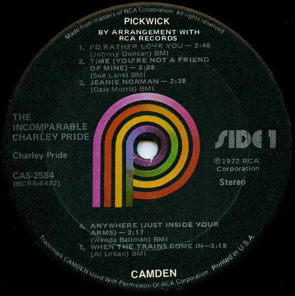 Charley Pride : The Incomparable Charley Pride (LP, Comp, RM)