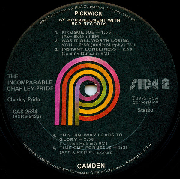 Charley Pride : The Incomparable Charley Pride (LP, Comp, RM)