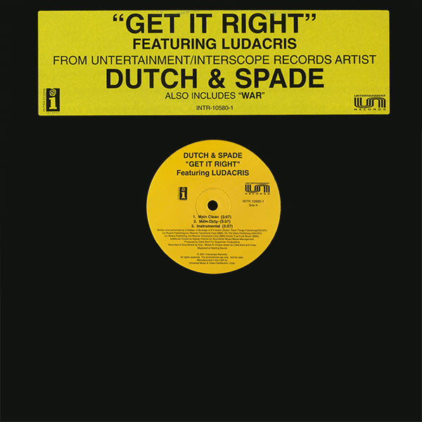 Dutch & Spade Featuring Ludacris : Get It Right (12", Promo)