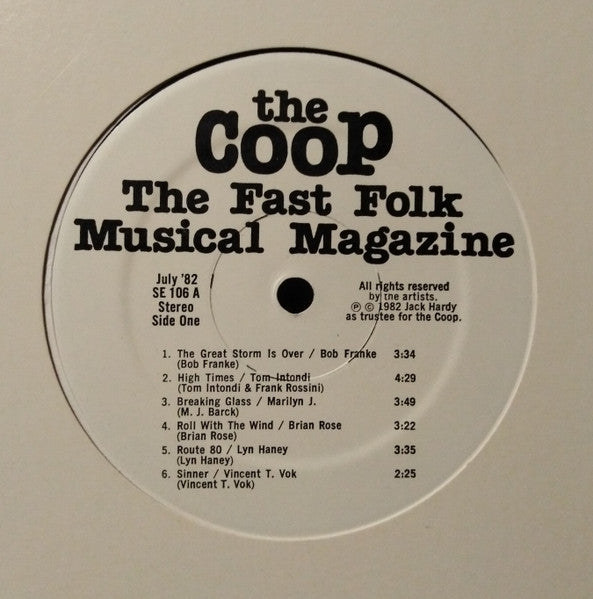 Various : The Coop The Fast Folk Musical Magazine (LP, Album)