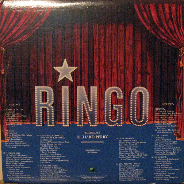 Ringo Starr : Ringo (LP, Album, Gat)