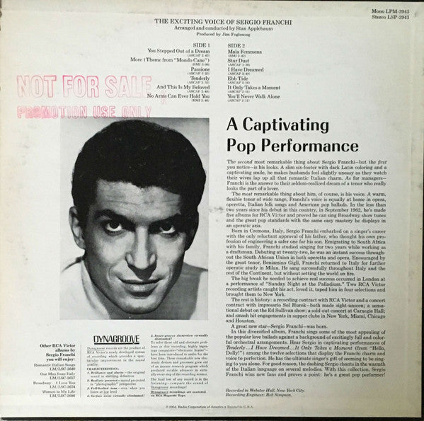 Sergio Franchi : The Exciting Voice Of Sergio Franchi (LP, Album, Mono)