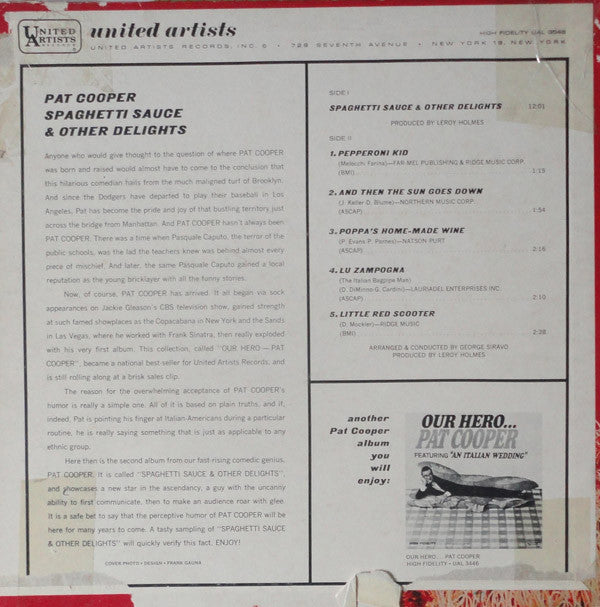 Pat Cooper : Spaghetti Sauce & Other Delights (LP, Album, Mono)