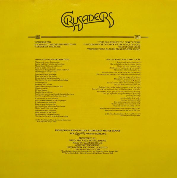 Crusaders* : Standing Tall (LP, Album, Pin)