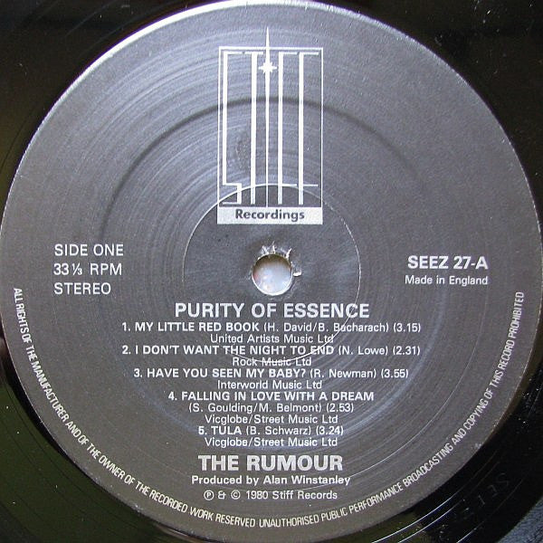 The Rumour : Purity Of Essence (LP, Album)