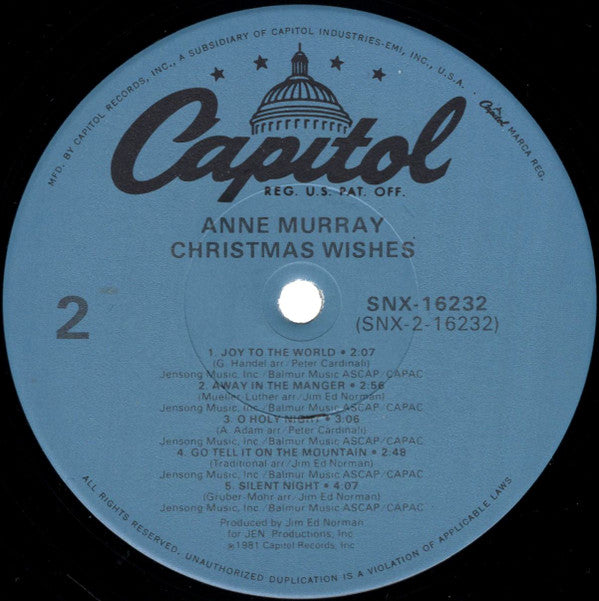 Anne Murray : Christmas Wishes (LP, Album, Jac)