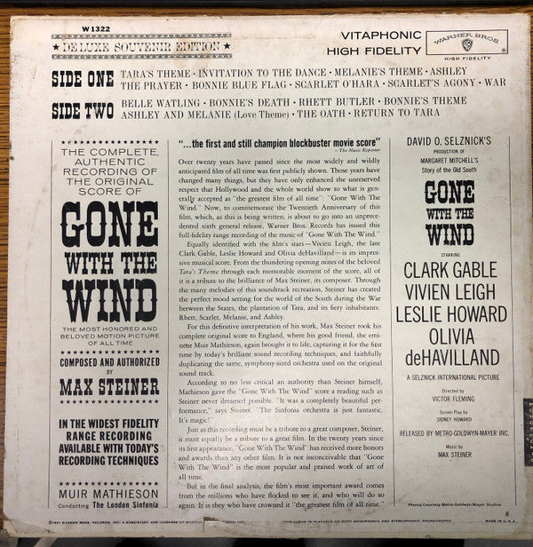 Max Steiner : Gone With The Wind (LP, Mono, Gat)