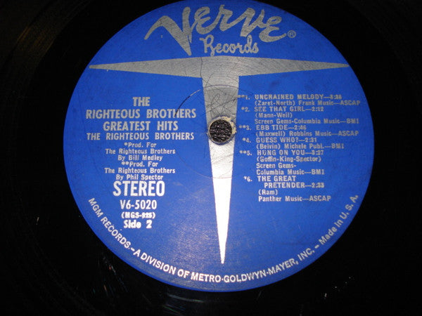 The Righteous Brothers : The Righteous Brothers Greatest Hits (LP, Comp, MGM)