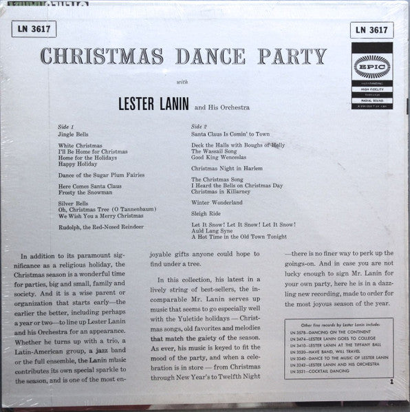 Lester Lanin : Christmas Dance Party (LP, Album, Mono)