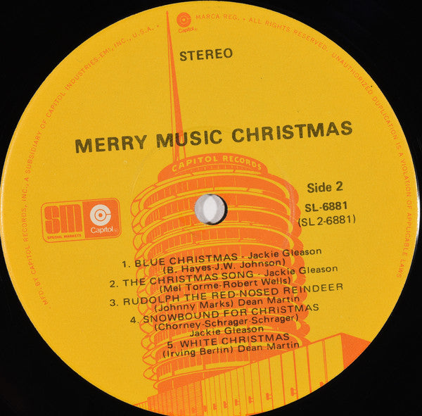 Dean Martin, Jackie Gleason : Merry Music Christmas (LP, Comp, Jac)