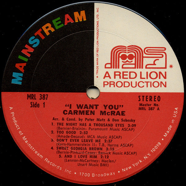 Carmen McRae : I Want You (LP, Comp, Gat)