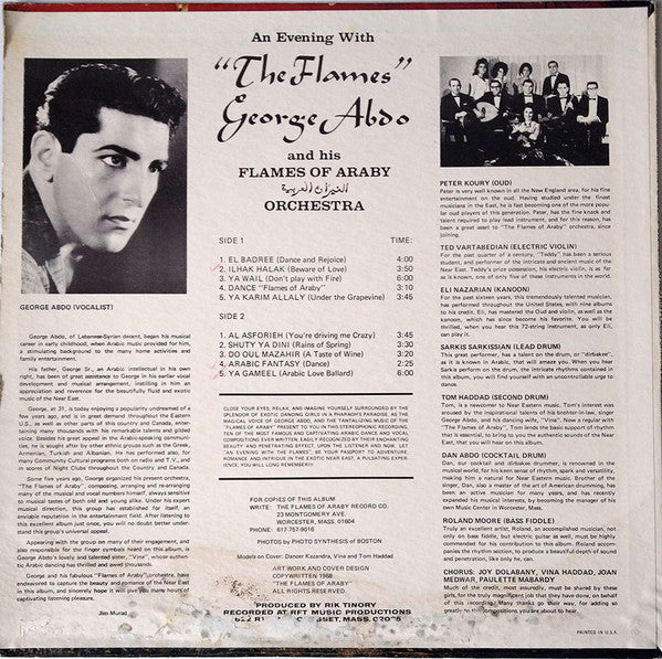 George Abdo And His "Flames Of Araby" Orchestra : An Evening With "The Flames" (LP, Album)