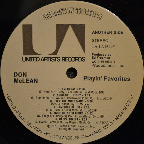 Don McLean : Playin' Favorites (LP, Album, Ter)