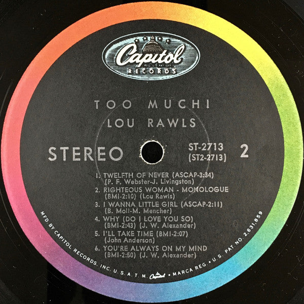 Lou Rawls : Too Much! (LP, Album, Scr)