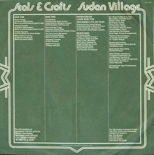 Seals & Crofts : Sudan Village (LP, Album, Ter)
