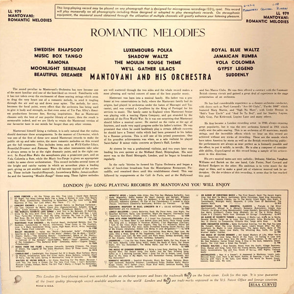 Mantovani And His Orchestra : An Album Of Favorite Melodies Volume 2  (LP, Mono, RP, ffr)