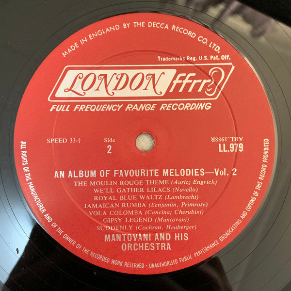 Mantovani And His Orchestra : An Album Of Favorite Melodies Volume 2  (LP, Mono, RP, ffr)