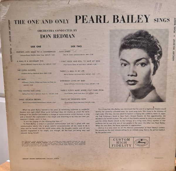 Pearl Bailey : The One And Only Pearl Bailey Sings (LP, Album, Mono, Styrene)