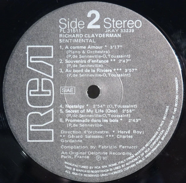 Richard Clayderman : Sentimental (LP, Comp)