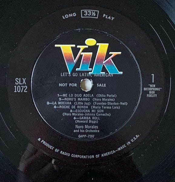 Noro Morales & His Orchestra : Let's Go Latin, American (LP, Album, Mono, Promo)