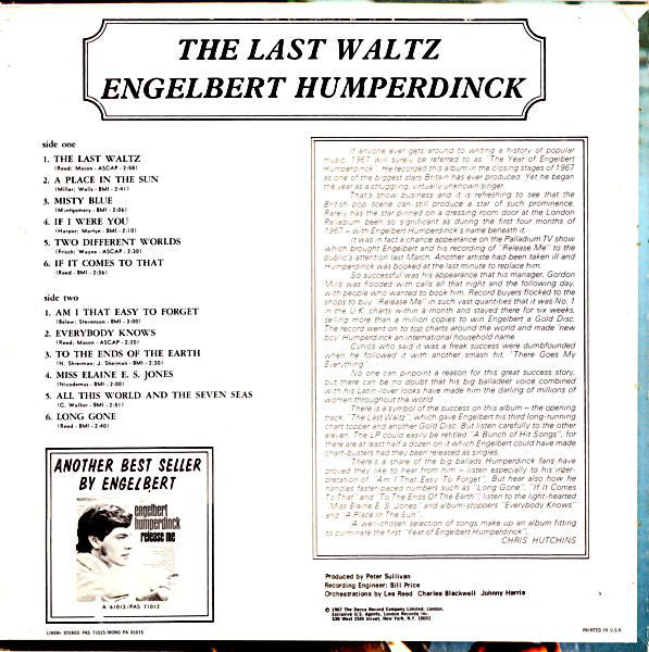 Engelbert Humperdinck : The Last Waltz (LP, Album)