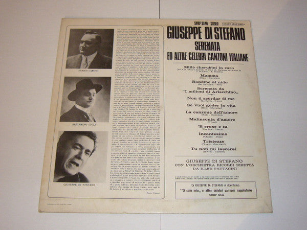 Giuseppe di Stefano : Serenata Ed Altre Celebri Canzoni Italiane (LP)