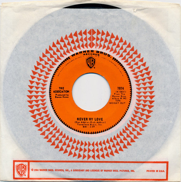 The Association (2) : Never My Love (7", Styrene, Pit)