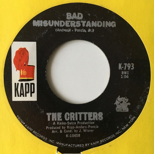 The Critters : Bad Misunderstanding / Forever Or No More (7", Single)