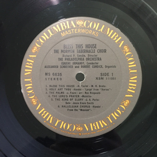 The Mormon Tabernacle Choir*, Richard P. Condie, The Philadelphia Orchestra, Eugene Ormandy : Bless This House (LP, Album, RE)