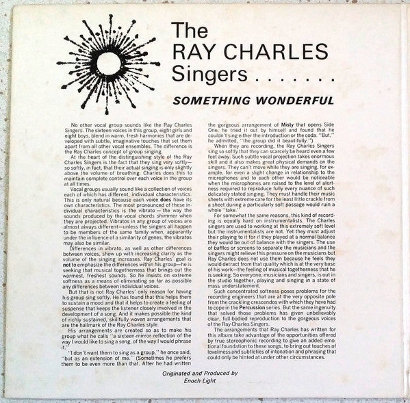 The Ray Charles Singers : Something Wonderful (LP, Album)